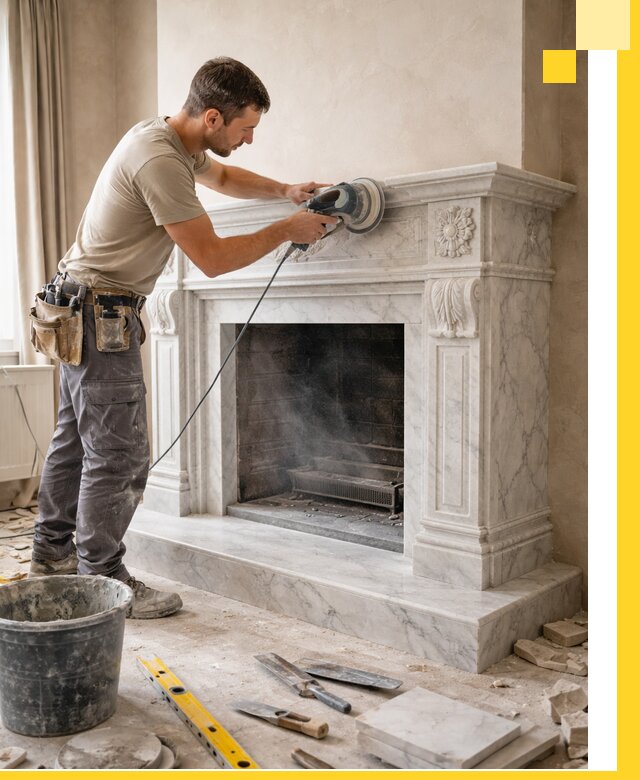 Изготовление и установка мраморных каминов в Старой Руссе под ключ