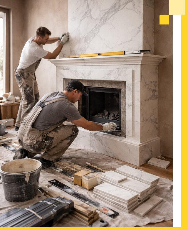 Отделка каминов в Старой Руссе качественные облицовочные работы