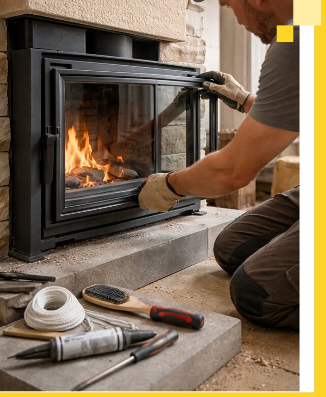 Производство, монтаж и доставка каминов со стеклом в Старой Руссе