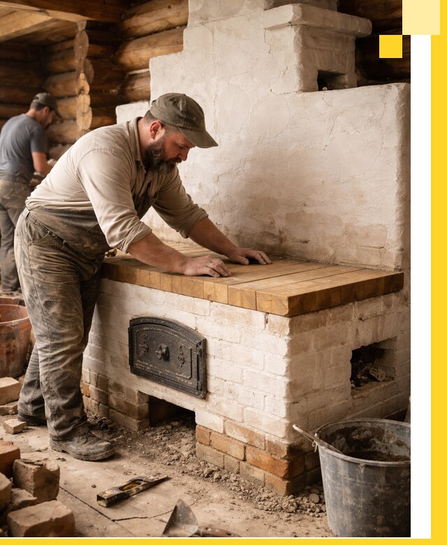 Проектирование и установка русской печи с лежанкой в Старой Руссе