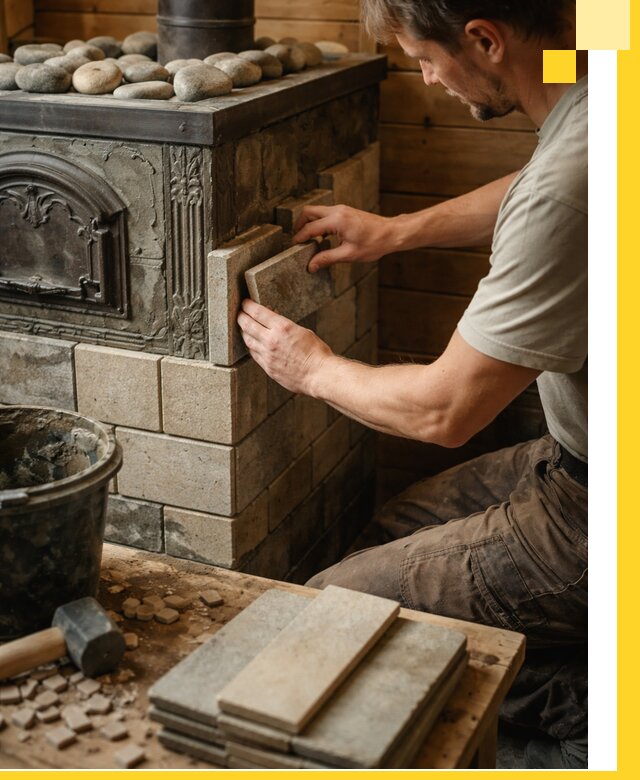 Облицовка банных печей в Старой Руссе профессиональная отделка