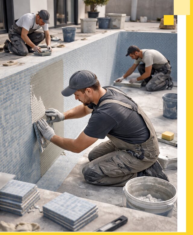 Облицовка бассейнов в Старой Руссе плитка мозаика гидроизоляция