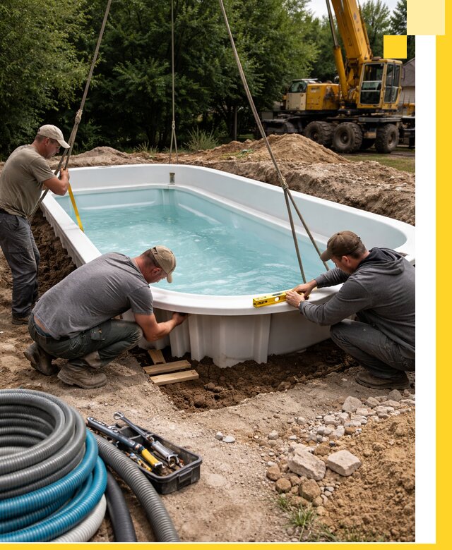 Установка и монтаж композитных бассейнов под ключ в Старой Руссе