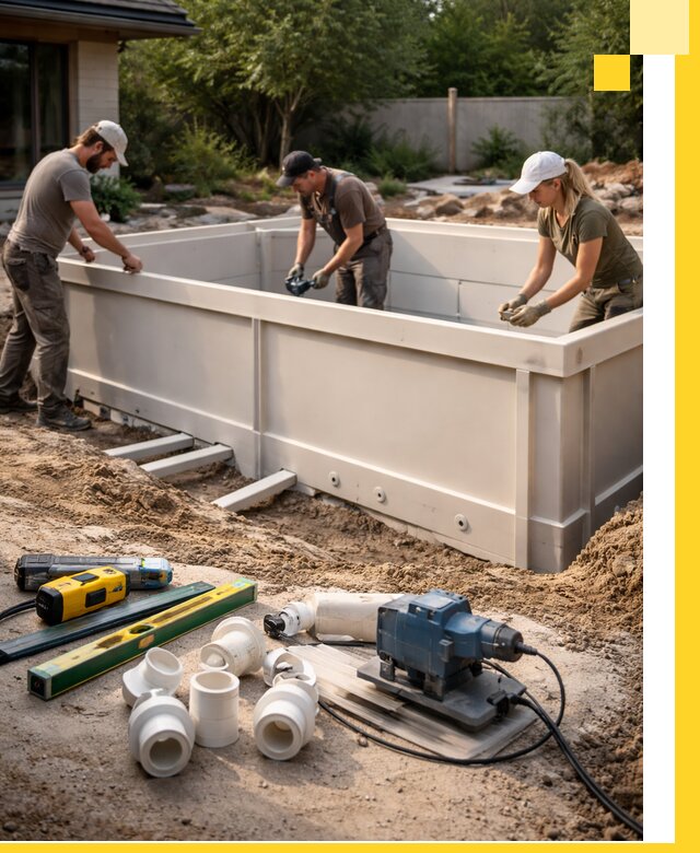 Установка полипропиленовых бассейнов под ключ в Старой Руссе