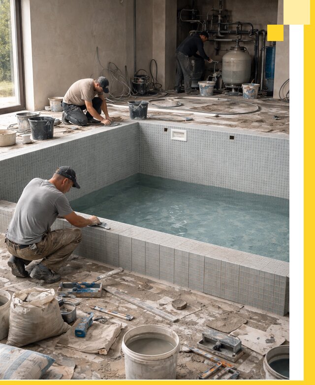 Строительство и монтаж бассейнов в помещении в Старой Руссе