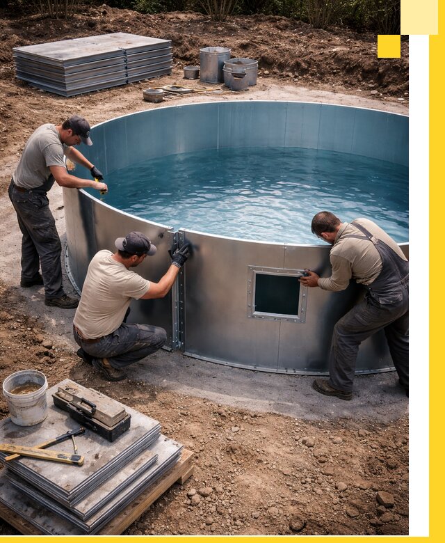 Круглые бассейны под ключ в Старой Руссе проектирование и монтаж