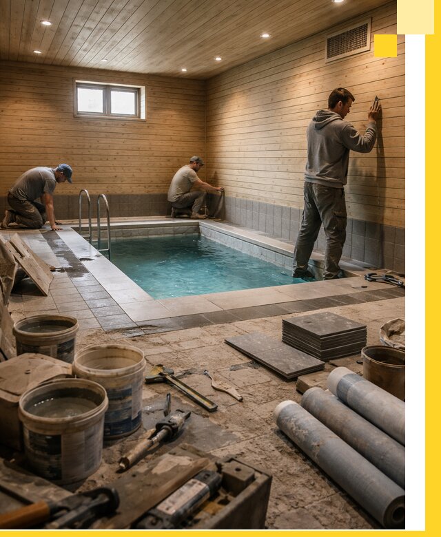 Строительство бани с бассейном и сауной под ключ в Старой Руссе