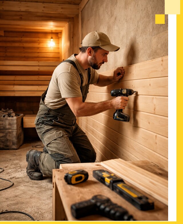 Профессиональная внутренняя отделка бани в Старой Руссе под ключ