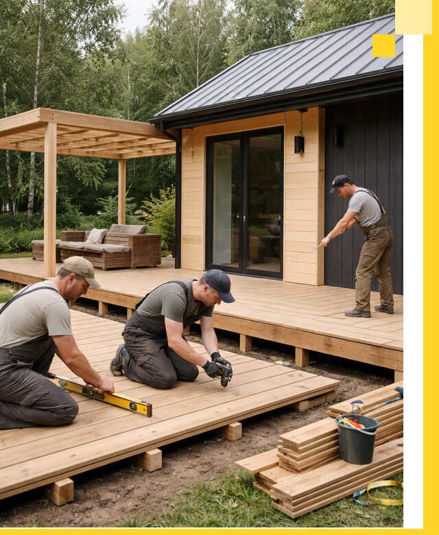 Строительство бань с террасой и бассейном под ключ в Старой Руссе