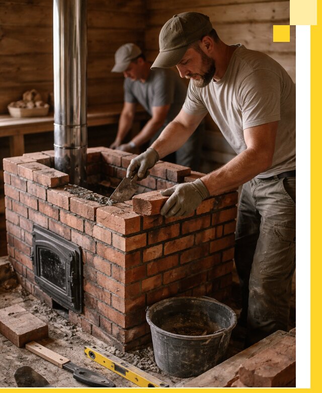 Кирпичные печи для бани под ключ в Старой Руссе, проект и монтаж