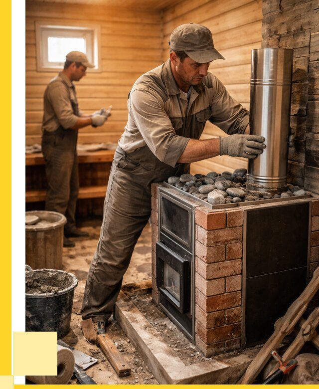 Монтаж печи в бане под ключ в Старой Руссе от 20380 р. | ЭриданСрс