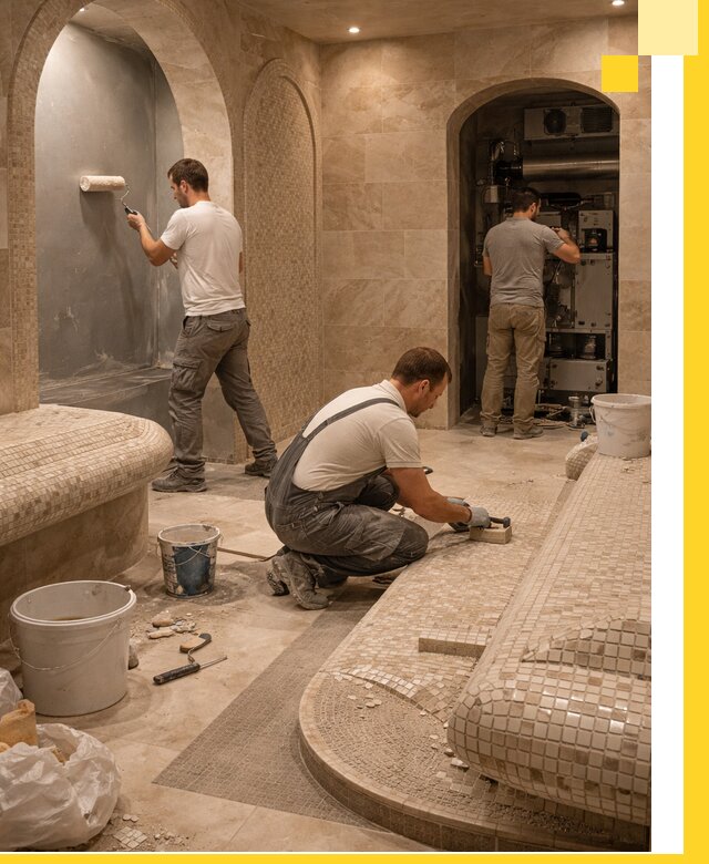 Строительство бани с хамамом и бассейном под ключ в Старой Руссе