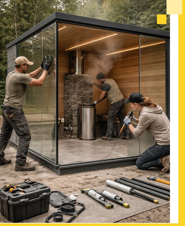 Проектирование и строительство стеклянных бань в Старой Руссе