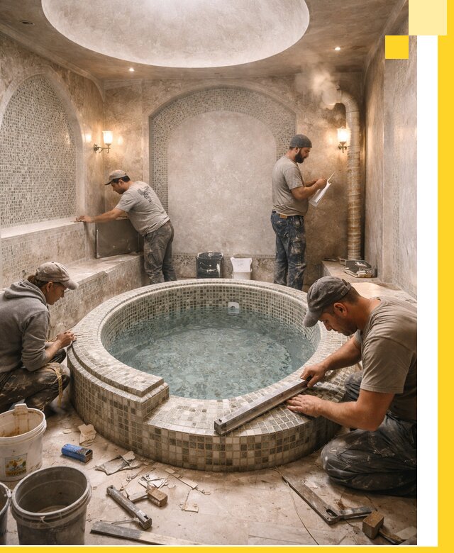 Профессиональное строительство хамама с бассейном в Старой Руссе под ключ