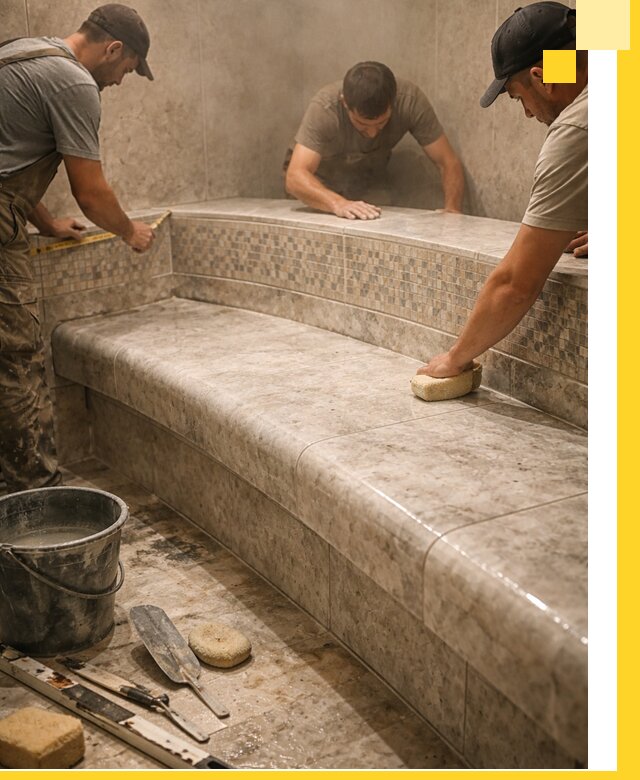 Изготовление и установка сидений для хамама в Старой Руссе